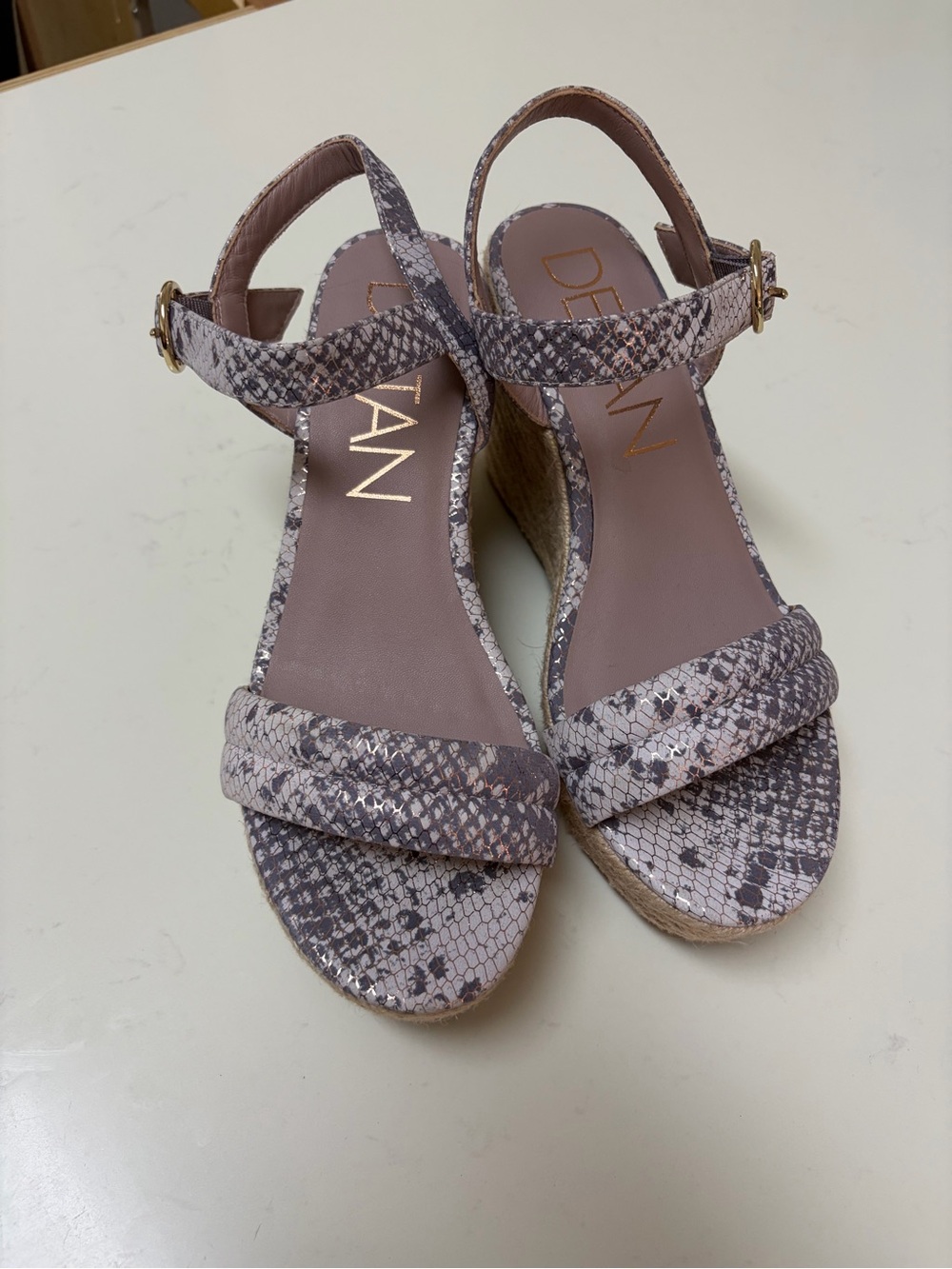 New Deltan Snake-Print Wedge Sandal in lilac